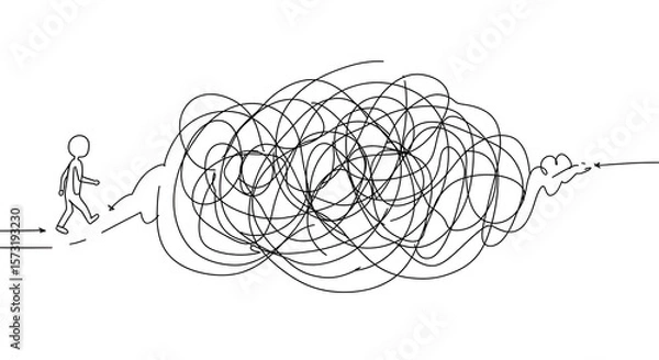 Obraz Navigating Confusion Stick Figure Through Chaos