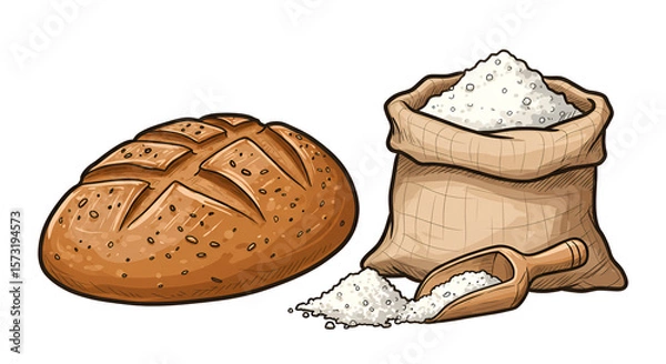 Obraz Bread and Flour Illustration