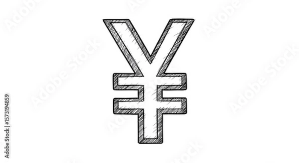 Obraz Hand-Drawn Yen Currency Symbol