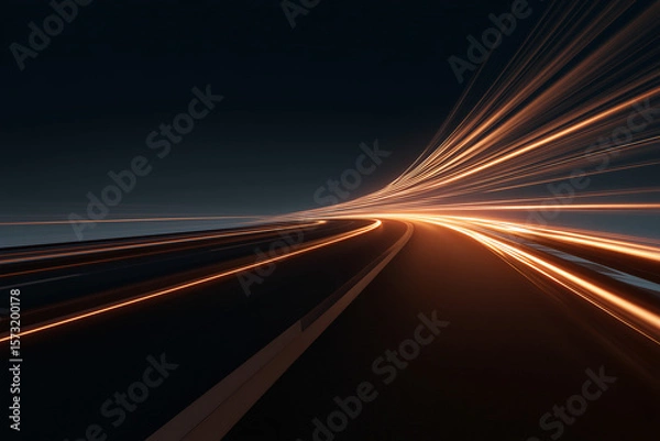 Fototapeta speed motion blurred glowing lines and road