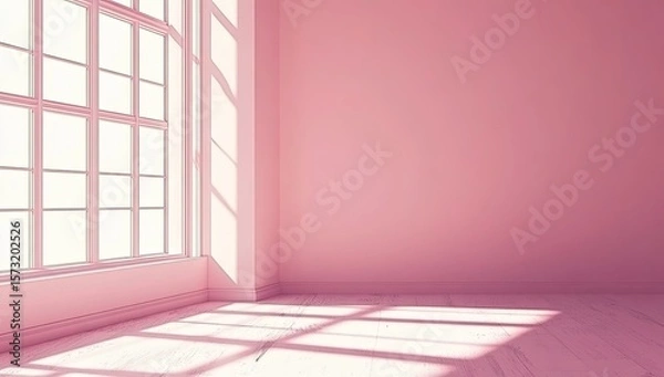 Obraz Pink room with large window