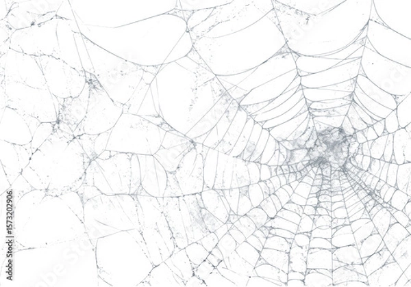 Fototapeta Delicate spiderweb threads stretch across a dark expanse, creating a captivating and eerie pattern ideal for Halloween, abstract design, or textural overlays, transparent background