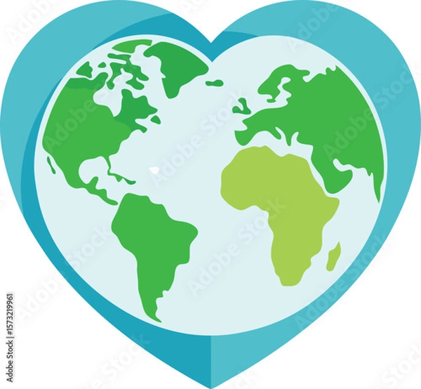 Obraz Heart shaped earth icon symbolizing global love and care