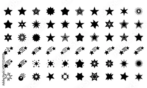 Obraz Stars icon collection. Different star shapes. Black stars icon set. Sparkle star icon set. Falling stars