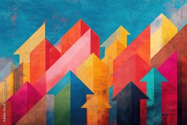 Fototapeta colorful abstraction of educational success metrics rising like graphs into the sky