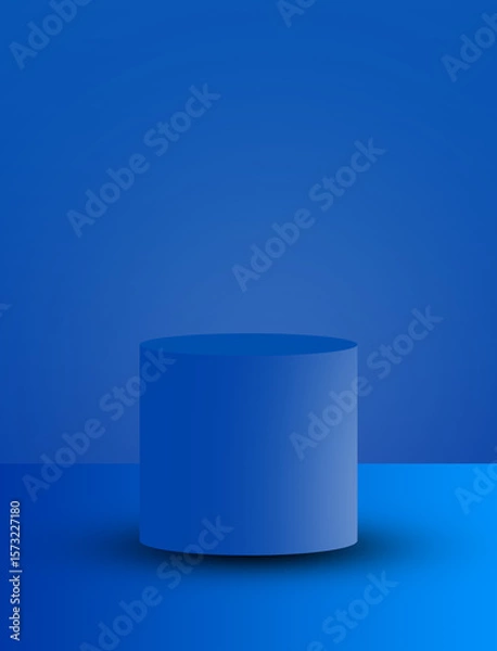 Obraz Blue minimal cylinder podium on gradient background for product display