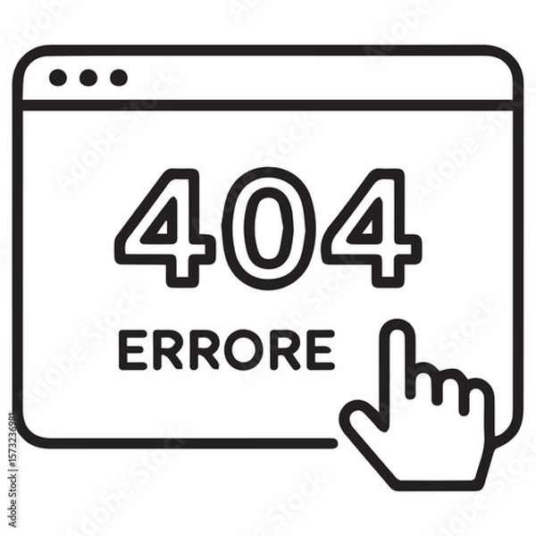 Fototapeta 404 Error Page Concept with Pointer Hand Icon – Flat Vector Web Illustration