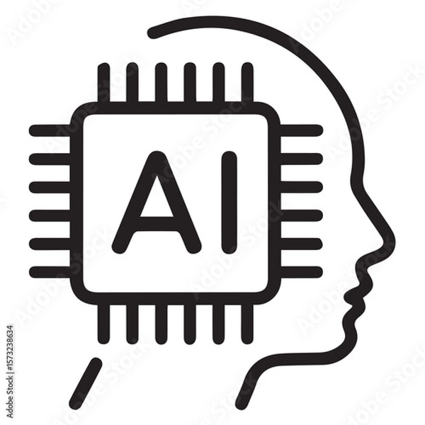 Fototapeta AI Technology Integration in Human Mind Vector Art