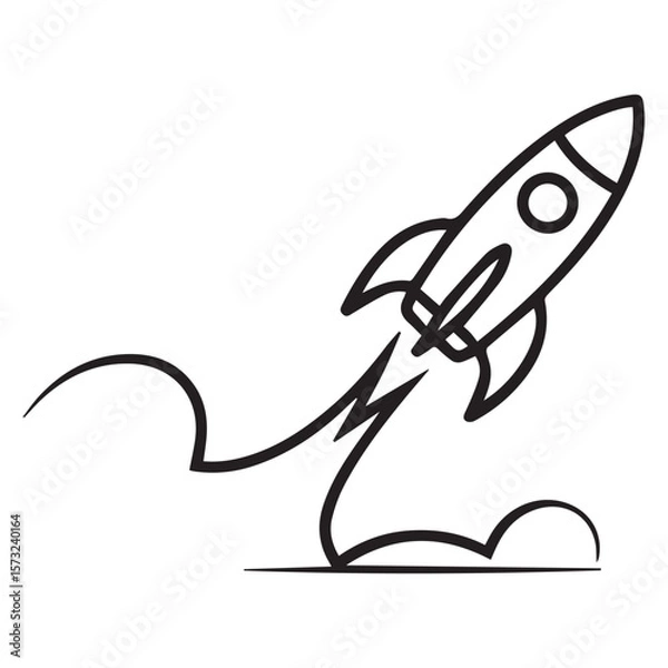 Fototapeta Vector Rocket Launch Icon – Future, Progress, Startup Idea