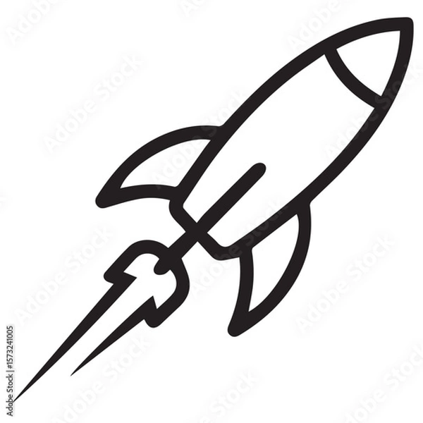 Fototapeta Rocket Launch Line Icon – Startup, Growth, Innovation Symbol