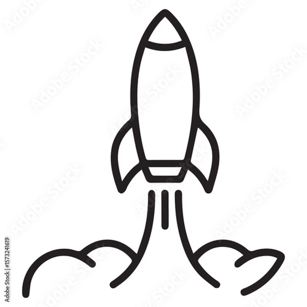 Fototapeta Minimal Rocket Launch Icon – Startup and Innovation Symbol