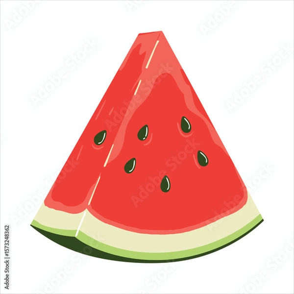 Obraz Juicy red watermelon slice with seeds fruit green