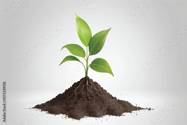 Fototapeta young plant in soil on transparent background,png design elements