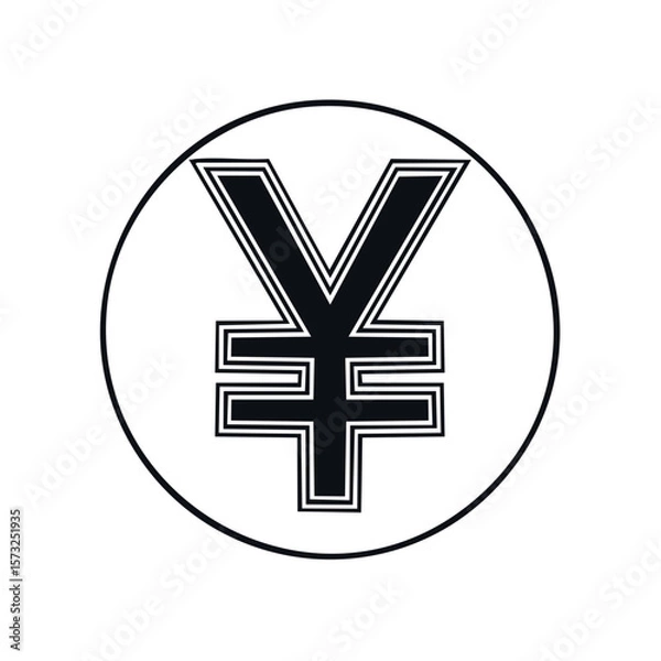 Fototapeta Stylized Yen Symbol Isolated on White - Modern Finance Icon with Circular Frame, Payment, Currency, Economy