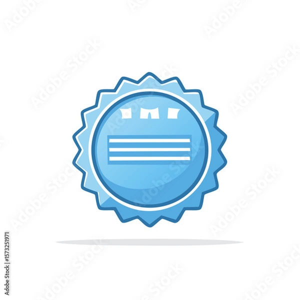 Fototapeta Light Blue Serrated Circle with Horizontal Lines and Blank Shapes for Text, Decoration, or Information