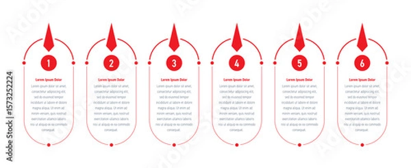 Obraz infographic template. six steps geometric information template. infographic template for education, technology, industry, business. infographic template for annual report, magazine