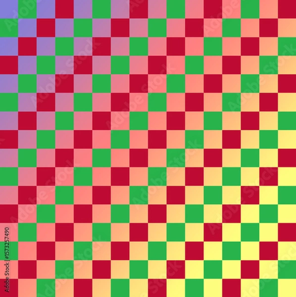 Fototapeta Simple colorful chess board design featuring bright squares in vibrant hues. Perfect for educational, decorative, or multi-purpose backgrounds, game concepts, and modern graphic projects.