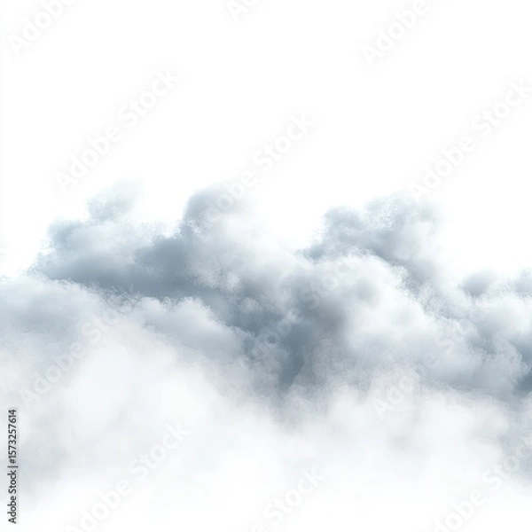 Obraz Grayish, fluffy clouds against a white background