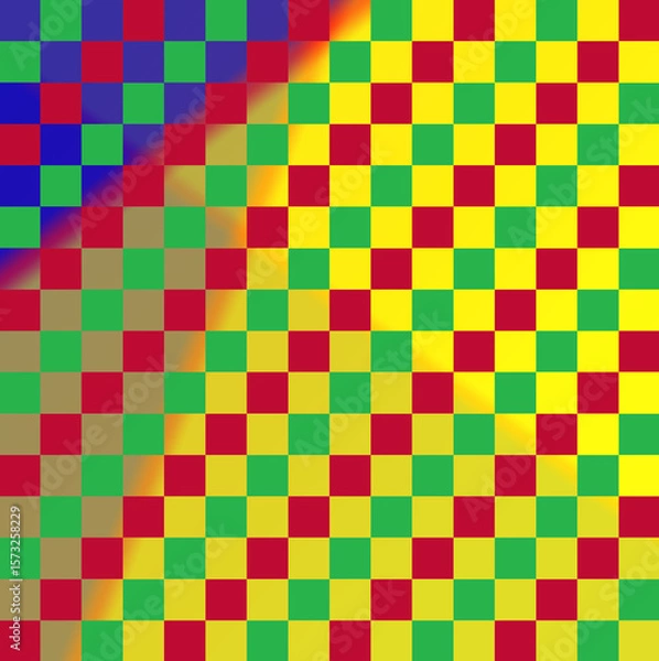 Fototapeta Simple colorful chess board design featuring bright squares in vibrant hues. Perfect for educational, decorative, or multi-purpose backgrounds, game concepts, and modern graphic projects.