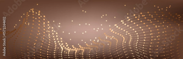 Obraz Abstract Music background. Big Data Particle Flow Visualisation chemical industry. Science infographic futuristic illustration. Sound wave. Premium background design with mocha mousse sound wave