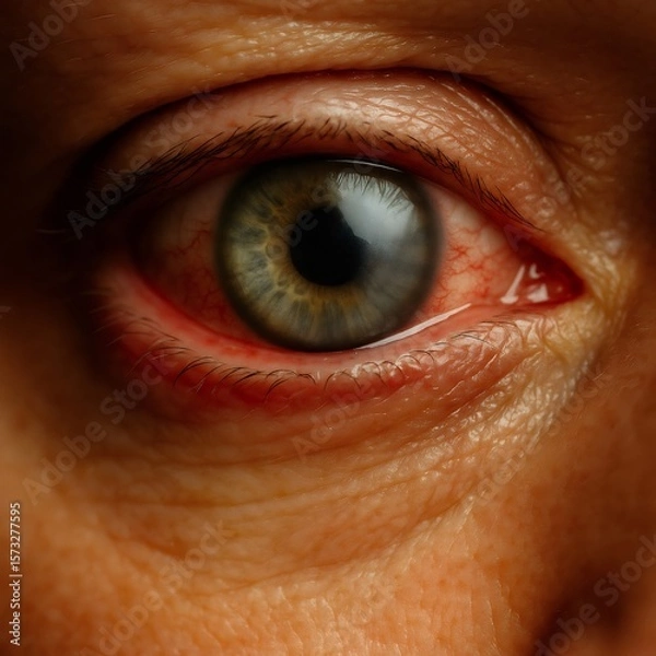 Fototapeta Close-up of a human eye with red veins