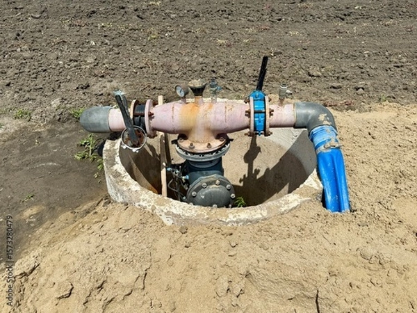 Obraz Industrial water pump delivering essential hydration to agricultural fields, promoting optimal growth and health of crops while supporting sustainable farming practices and resource management