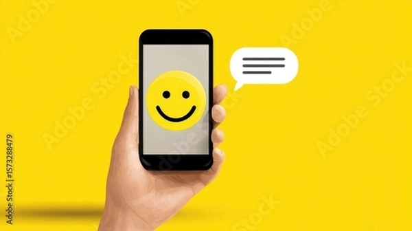 Fototapeta Customer sending positive feedback using a smartphone app