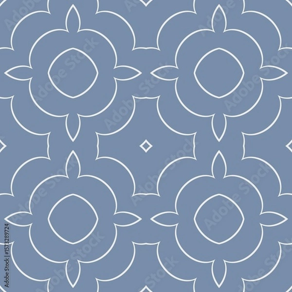 Fototapeta Intricate floral patterns are symmetrically arranged against a gray background, creating a harmonious and balanced design. Simple, thin lines form elegant, repetitive shapes with a subtle and understa