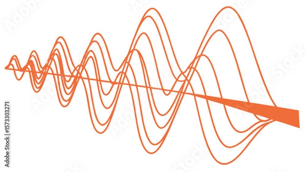 Fototapeta Orange wave sound frequency diagram illustration for sound design and audio engineering projects use 100
