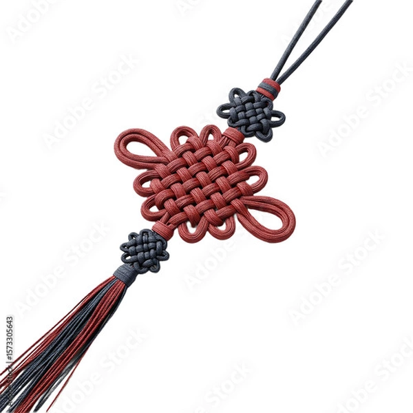 Obraz Korean Knot Lucky Charm Traditional Craftsmanship Detailed Macro Photography of Handmade Accessory