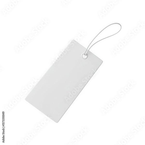 Obraz Blank white rectangular tag with string isolated on transparent background