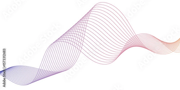 Fototapeta Abstract wavy lines for science, music technology futuristic, banner, business, template, flyer design. Abstract wavy lines gradient vector line blend element. Frequency sound wave lines and twisted