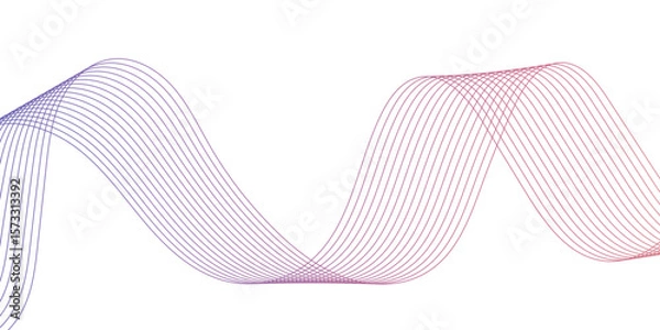 Fototapeta Abstract wavy lines for science, music technology futuristic, banner, business, template, flyer design. Abstract wavy lines gradient vector line blend element. Frequency sound wave lines and twisted