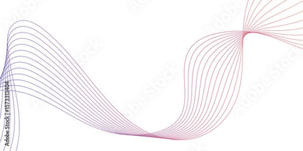 Fototapeta Abstract wavy lines for science, music technology futuristic, banner, business, template, flyer design. Abstract wavy lines gradient vector line blend element. Frequency sound wave lines and twisted