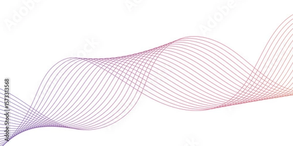 Fototapeta Abstract wavy lines for science, music technology futuristic, banner, business, template, flyer design. Abstract wavy lines gradient vector line blend element. Frequency sound wave lines and twisted
