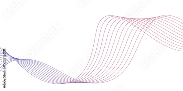 Fototapeta Abstract wavy lines for science, music technology futuristic, banner, business, template, flyer design. Abstract wavy lines gradient vector line blend element. Frequency sound wave lines and twisted
