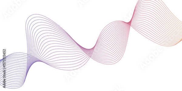 Fototapeta Abstract wavy lines for science, music technology futuristic, banner, business, template, flyer design. Abstract wavy lines gradient vector line blend element. Frequency sound wave lines and twisted