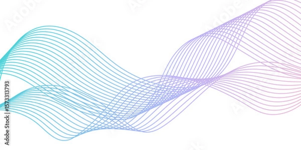 Fototapeta Abstract wavy lines for science, music technology futuristic, banner, business, template, flyer design. Abstract wavy lines gradient vector line blend element. Frequency sound wave lines and twisted