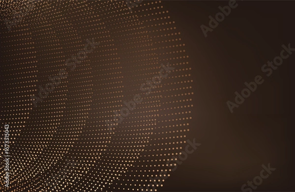 Obraz Abstract Music background. Big Data Particle Flow Visualisation chemical industry. Science infographic futuristic illustration. Sound wave. Premium background design with mocha mousse sound wave