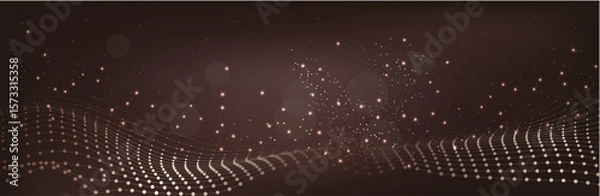 Obraz Abstract Music background. Big Data Particle Flow Visualisation chemical industry. Science infographic futuristic illustration. Sound wave. Premium background design with mocha mousse sound wave