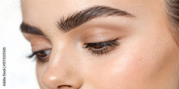 Obraz Close-up of a Young Woman's Face Focusing on Her Eyes and Eyebrows