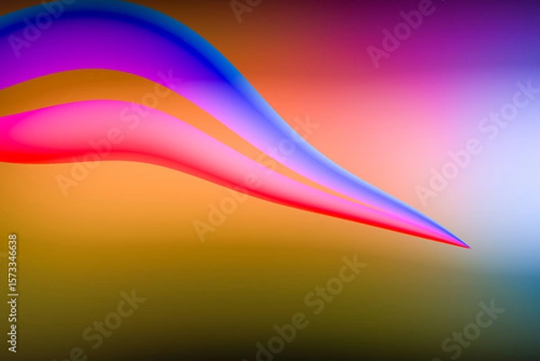 Fototapeta abstract fluid wave background. gradient blue, purple, pink and dark gold, dolphin symbol, line art, copy space