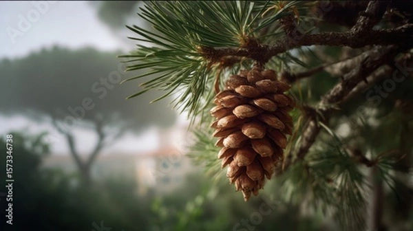 Fototapeta Closeup photography of pine cone on left side
