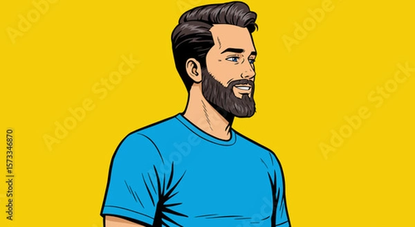 Obraz Stylish Man with Beard Pop Art Illustration