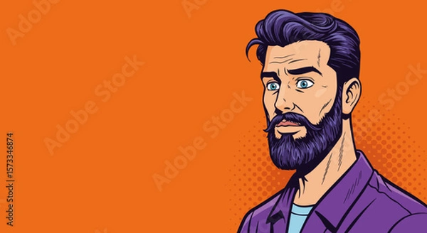 Obraz Stylish Man with Beard Pop Art Portrait Illustration