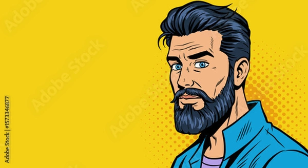 Obraz Stylish Man with Beard Pop Art Illustration
