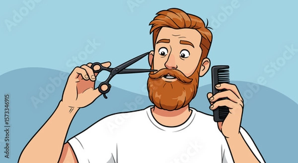Obraz Trimming Your Mustache and Beard A Guide to Perfecting Your Facial Hair