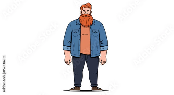 Obraz Illustration of a Bearded Man in Denim Jacket