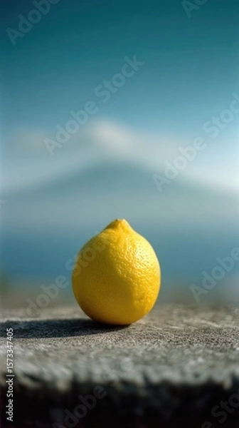 Fototapeta Closeup of fresh lemon on dark background