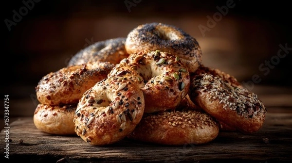 Fototapeta Artisanal whole grain bread collection  fresh bakery products